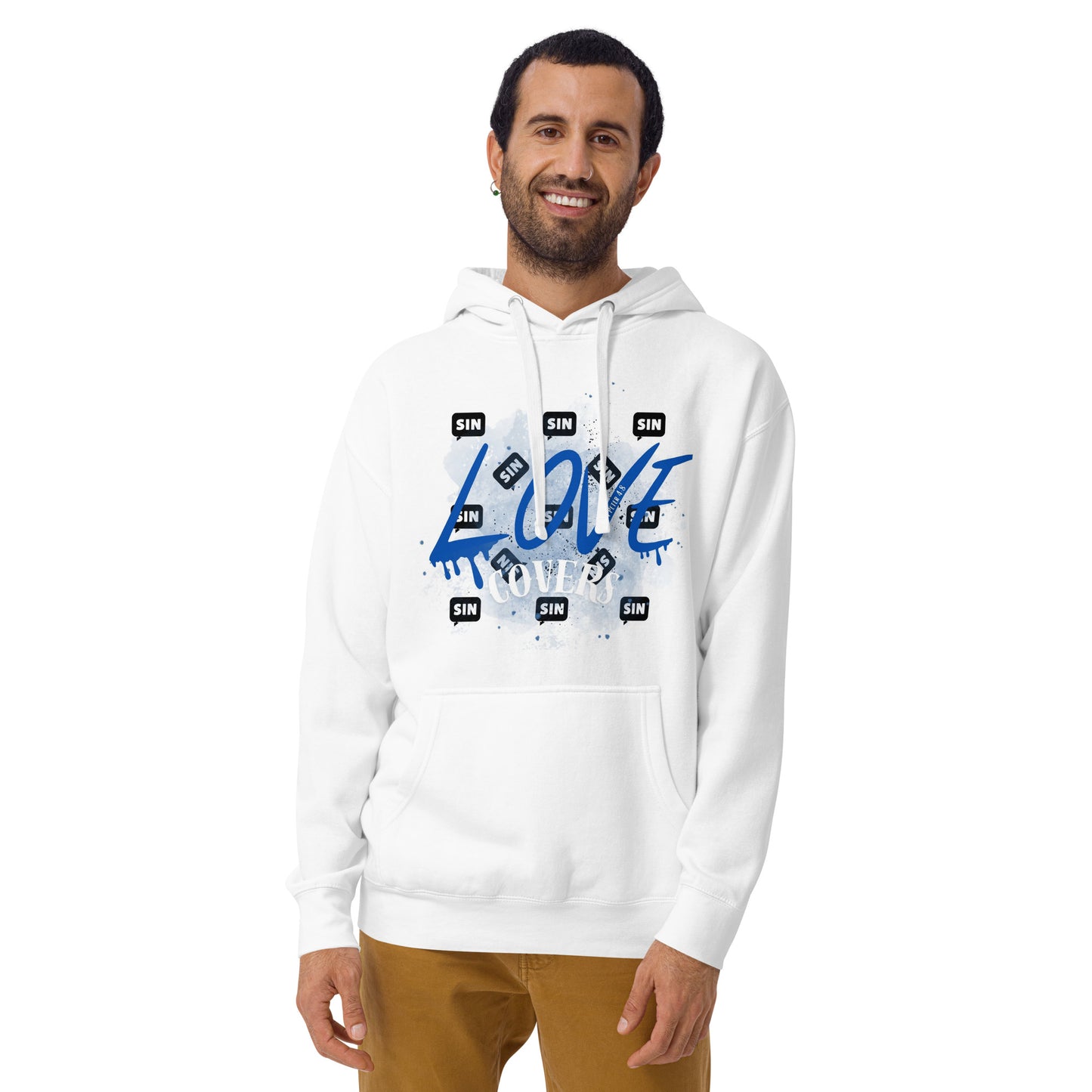 Love Covers Sin Unisex Hoodie - Blue-1