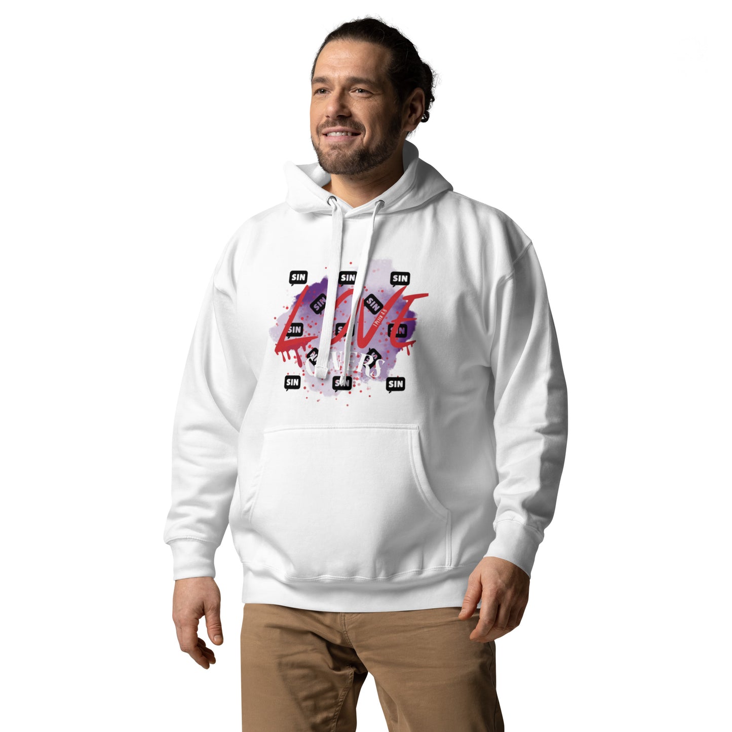 Love Covers Sin Unisex Hoodie - White
