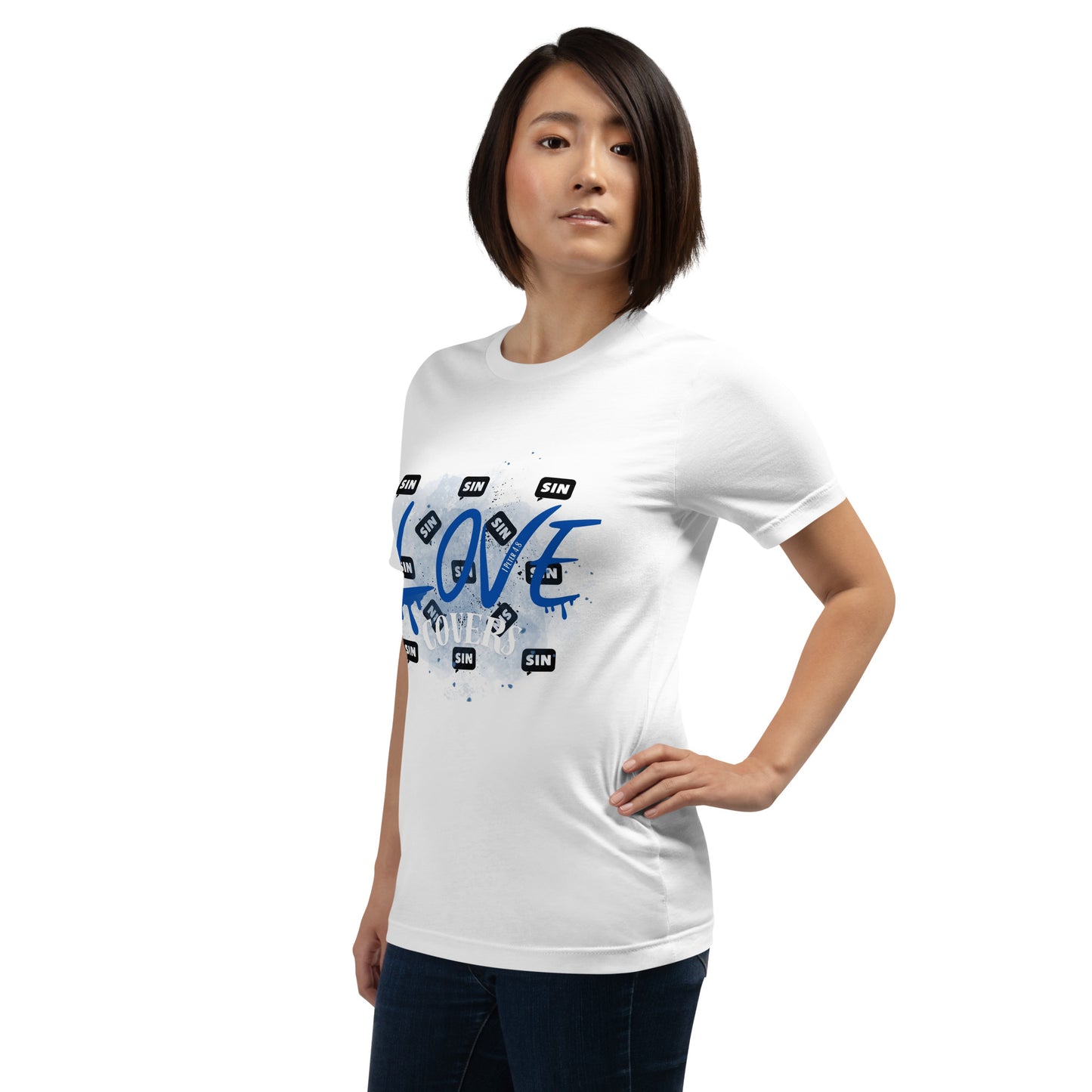 Love Covers Sin Unisex t-shirt - Blue-1