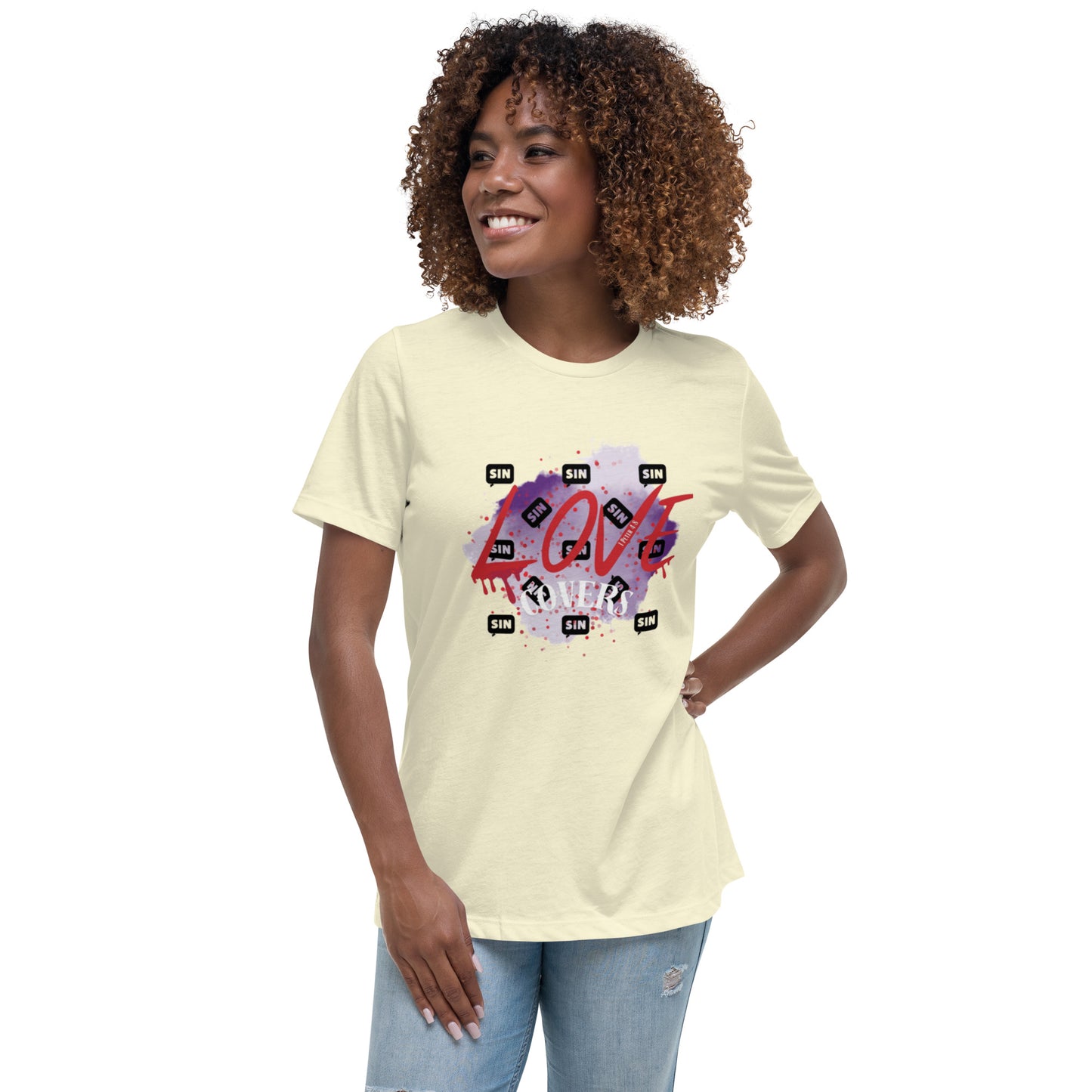 Love Covers Sin Women's Relaxed T-Shirt (12 colors available)