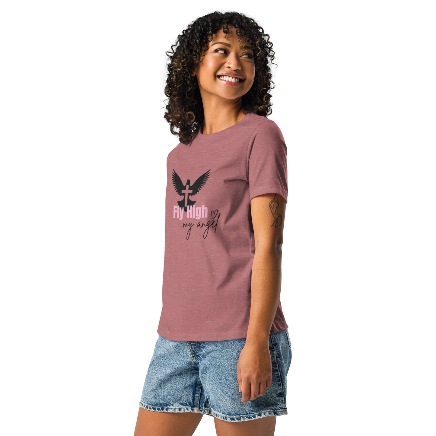 Fly High My Angel Women's Relaxed T-Shirt - Pink