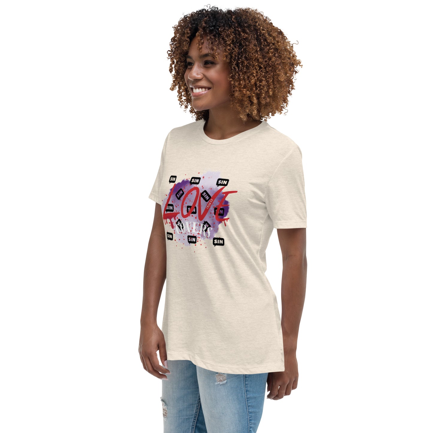 Love Covers Sin Women's Relaxed T-Shirt (12 colors available)