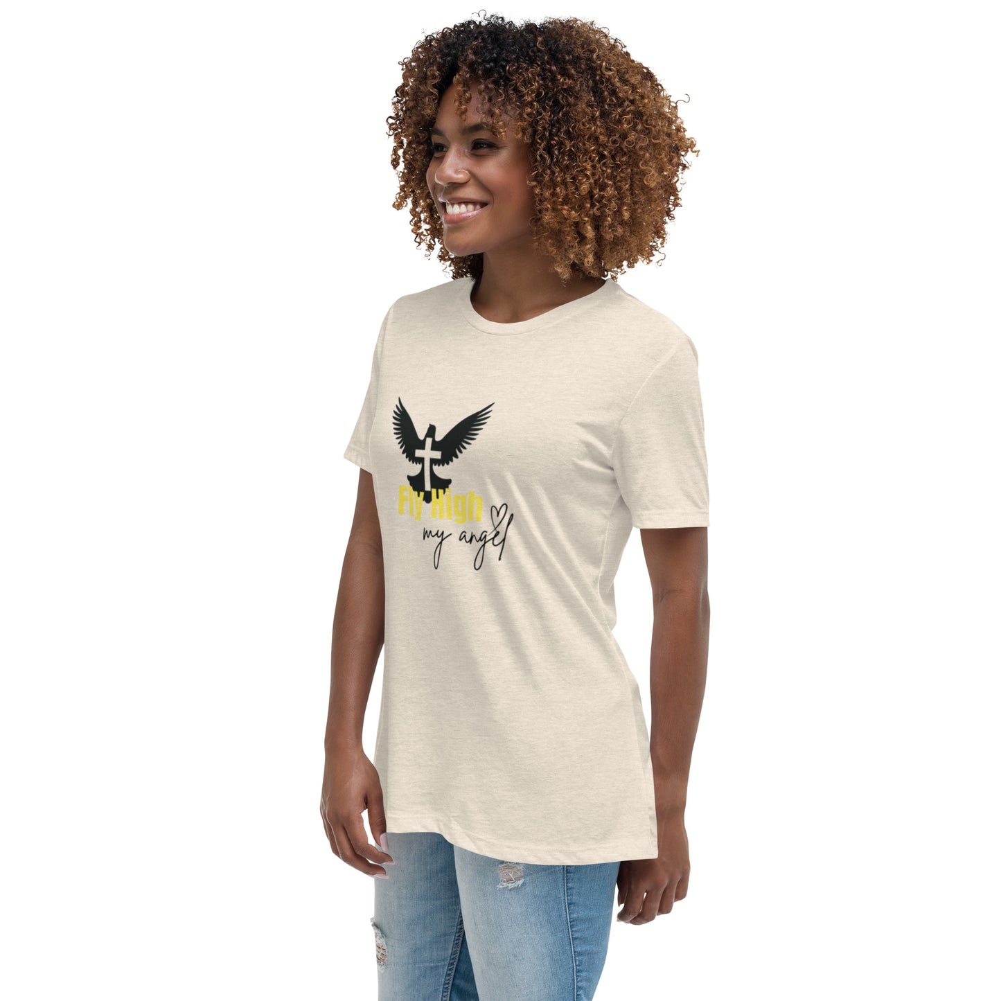Fly High My Angel Women's Relaxed T-Shirt - Yellow