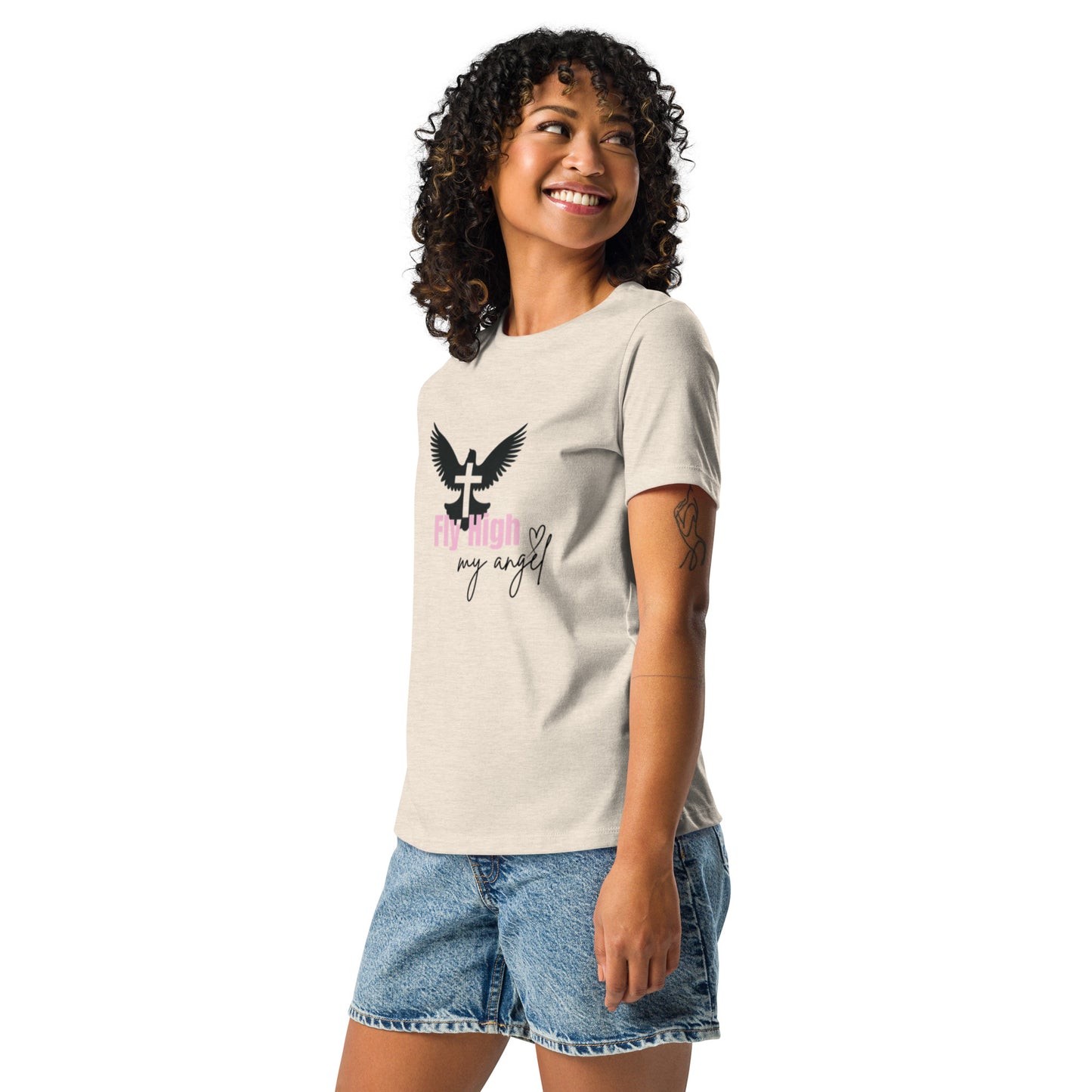 Fly High My Angel Women's Relaxed T-Shirt - Pink