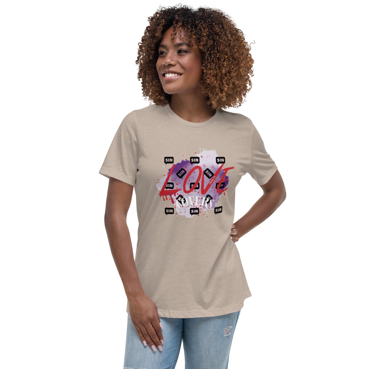 Love Covers Sin Women's Relaxed T-Shirt (12 colors available)