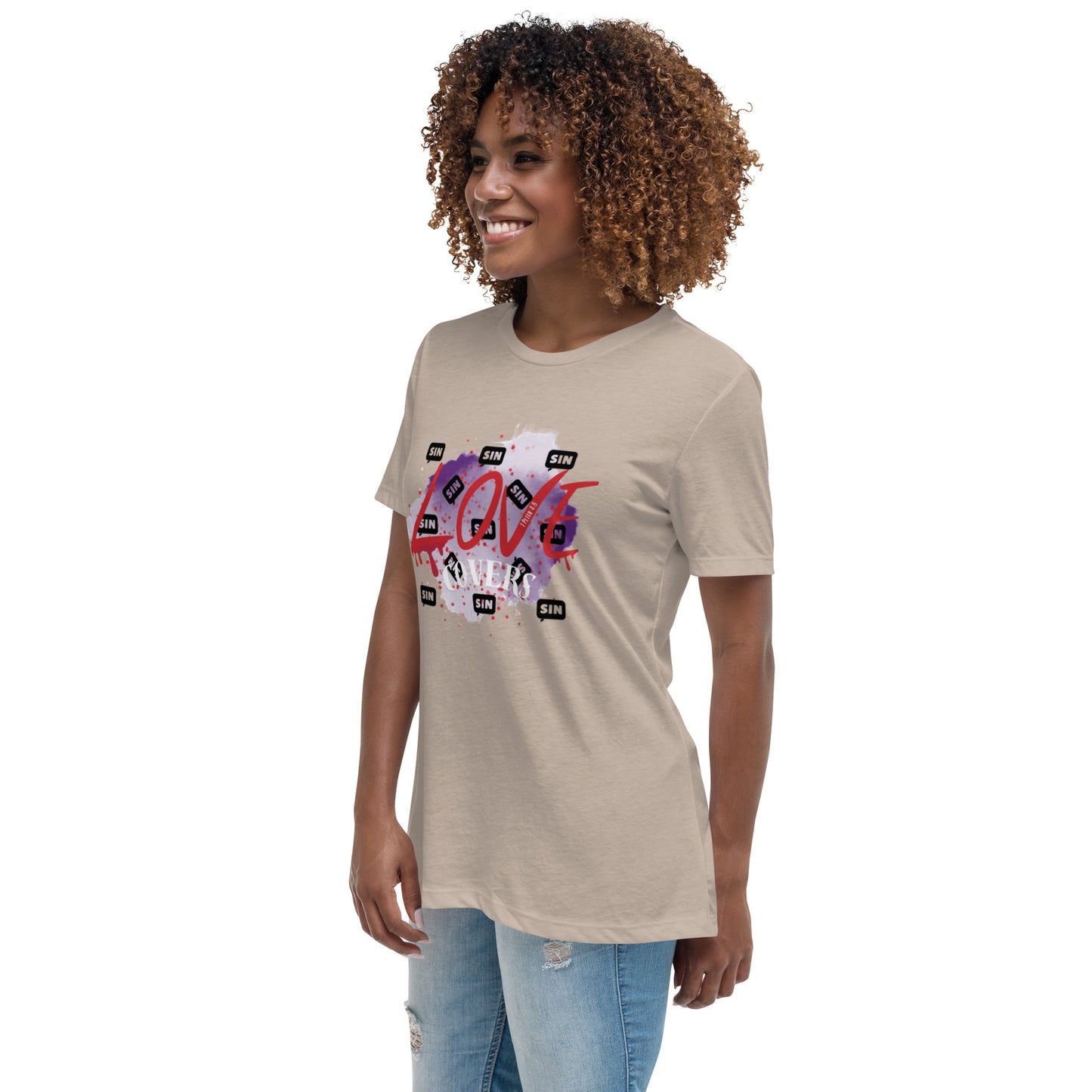 Love Covers Sin Women's Relaxed T-Shirt (12 colors available)