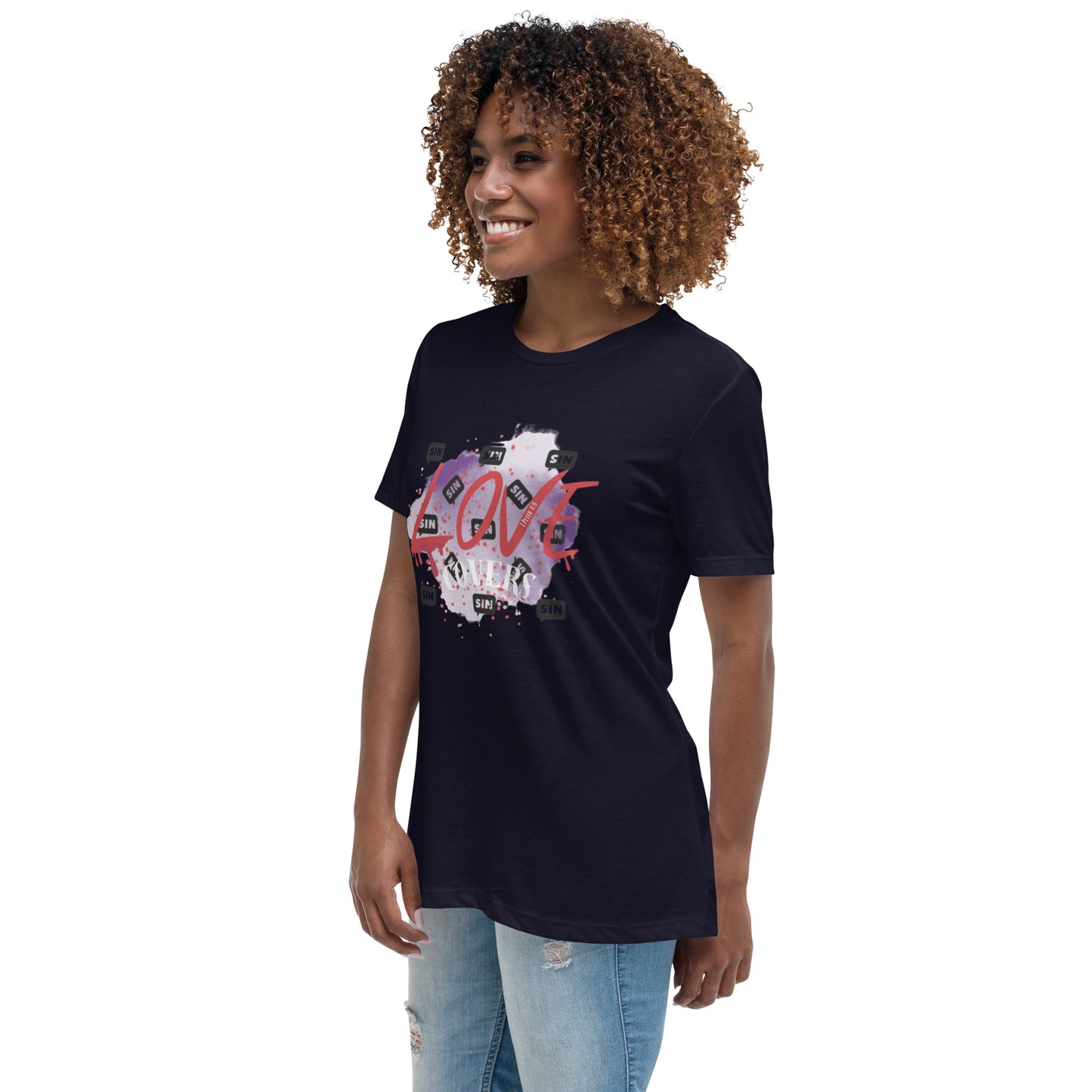 Love Covers Sin Women's Relaxed T-Shirt (12 colors available)