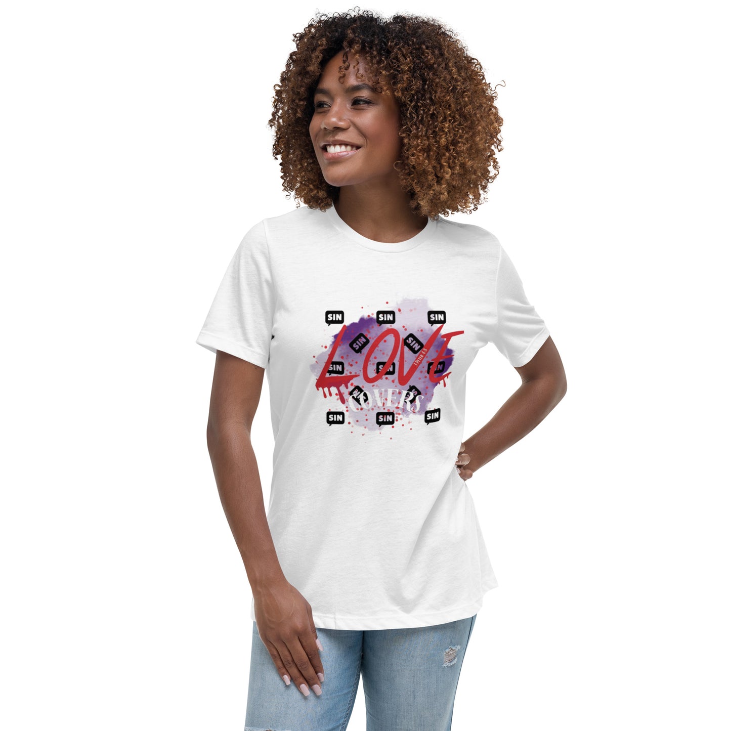 Love Covers Sin Women's Relaxed T-Shirt (12 colors available)