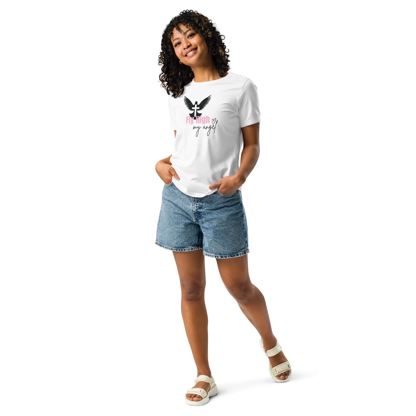 Fly High My Angel Women's Relaxed T-Shirt - Pink